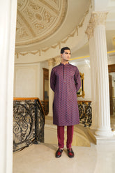 Royal Plum Embroidered Kurta Trouser - Noor e Fitr