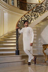 Ivory Handcrafted Embroidered Kurta Trouser- Noor e Fitr