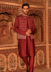 MERRON CROSS-STITCH WAISTCOAT/KURTA TROUSER