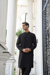 Midnight Black Embroidered Kurta Trouser - Noor e Fitr
