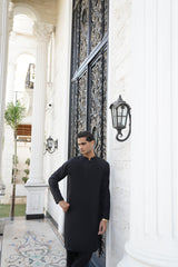 Midnight Black Embroidered Kurta Trouser - Noor e Fitr