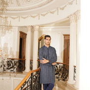 Navy Blue Embroidered Kurta Trouser - Noor e Fitr