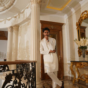 Pearl White Embroidered Kurta Trouser- Noor e Fitr