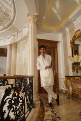 Pearl White Embroidered Kurta Trouser- Noor e Fitr