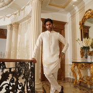 Pearl White Embroidered Kurta Trouser- Noor e Fitr