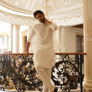 Pearl White Embroidered Kurta Trouser- Noor e Fitr