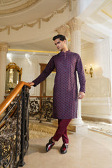Royal Plum Embroidered Kurta Trouser - Noor e Fitr