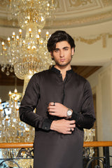 Jet Black Embroidered Kurta Shalwar - Noor e Fitr