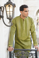Olive Green Embroidered Kurta Trouser - Noor e Fitr