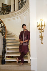 Maroon Embroidered Kurta Trouser - Noor e Fitr