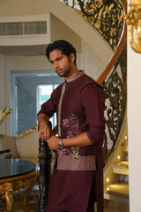 Maroon Embroidered Waistcoat- Noor e Fitr