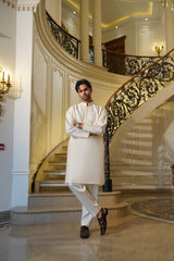 Ivory Handcrafted Embroidered Kurta Trouser- Noor e Fitr
