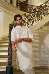 Ivory Handcrafted Embroidered Kurta Trouser- Noor e Fitr
