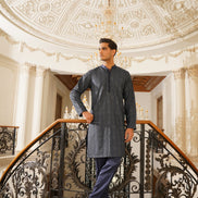 Navy Blue Embroidered Kurta Trouser - Noor e Fitr