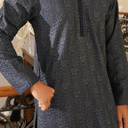 Navy Blue Embroidered Kurta Trouser - Noor e Fitr