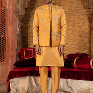 BURNT ORANGE WAISTCOAT/KURTA TROUSER