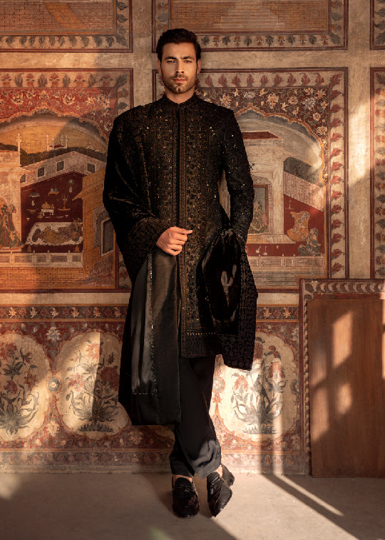 BLACK FLORAL (SHERWANI)