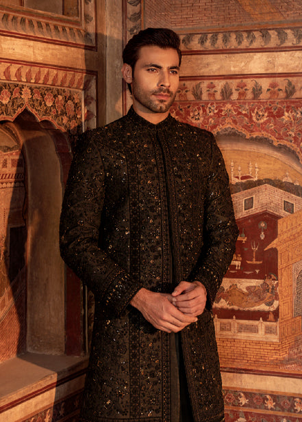BLACK FLORAL (SHERWANI)