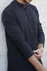 Midnight Black Embroidered Kurta Trouser - Noor e Fitr