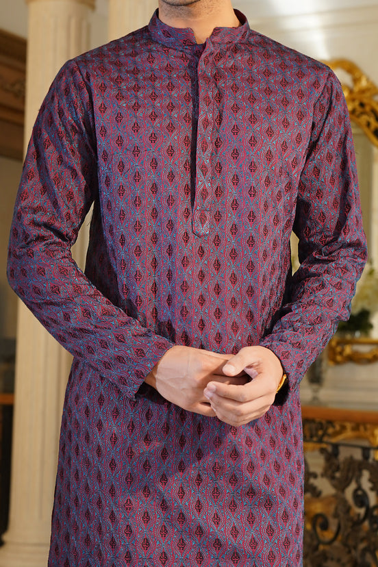 Royal Plum Embroidered Kurta Trouser - Noor e Fitr